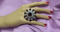 Finger Ring, Large Silver Kundan Jodhan Akbar Ring